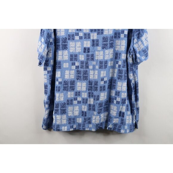 Nat Nast Luxury Originals Mens 2XL Silk Blend Geometric Hawaiian Button Shirt - Picture 12 of 12